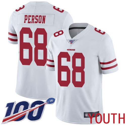 San Francisco 49ers Limited White Youth Mike Person Road NFL Jersey 68 100th Season Vapor Untouchable